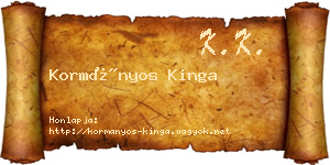 Kormányos Kinga névjegykártya